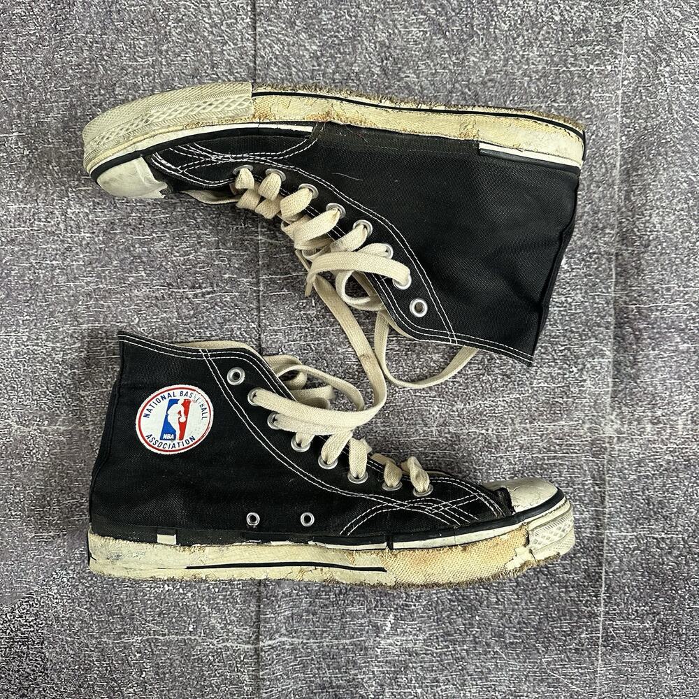 Mens Vintage 1960's NBA Logo Black Converse Chuck Taylor High Top Sneaker Sz 9.5